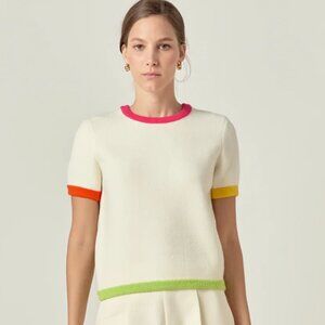 English Factory Color Block Sweater Top Size Small